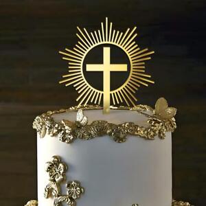 Cross Cake Topper Gold Acrylic Baptism Christening Communion Cake Decoration.