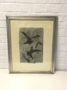 Vintage Georges Braque Lithograph Print of Birds in Flight w/ COA on Back