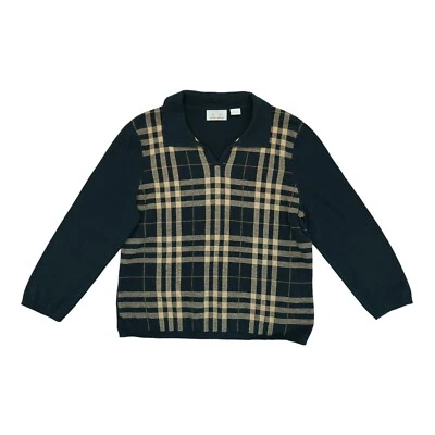 EP Pro Sweatshirt Men's Large Black Tan V-Neck Plaid Pullover 3/4 Sleeve - Image 1 of 4