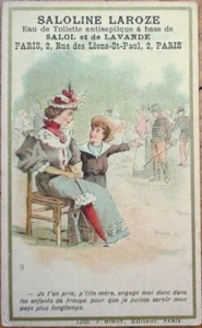 Pasta de dientes 1890 tarjeta comercial victoriana francesa, madre e hijo, pastas dentales Laroze - Imagen 1 de 2