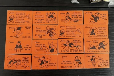 Винтажный 1936 Монополия замены оранжевый шанс игры карты набор из 16 ~ полный - Изображение 1 из 3