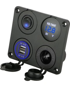 Linkstyle 4 in 1 Charger Socket Panel, 12V 4.2A Dual USB Charger Socket Power... - Zdjęcie 1 z 14