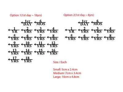 Growth Height Chart Ruler Markers  Decal Sticker First Day Month Year Add-On - Image 1 of 2