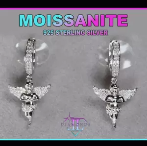 Moissanite Diamond Hoop Earrings | Angel Earrings, Moissanite Earrings - Picture 1 of 6