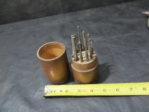 antique vintage punch set with wood holder - pre-owned set - Picture 1 of 7