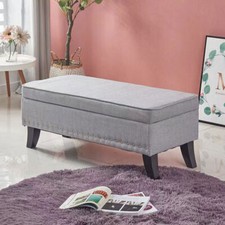 Pouf Cassapanca Panca Contenitore in Lino Rettangolare Morbido Capiente Divano
