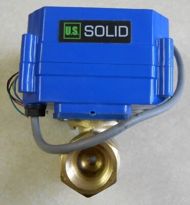 U.S. Solid Motorized 1/2” Brass Electrical Ball Valve Full Port 9-24VDC 5 Wire - Image 1 of 3