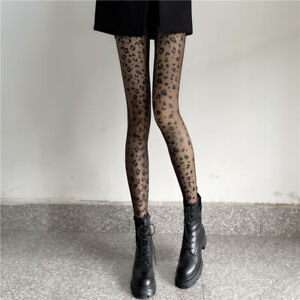 Women's Sexy Leopard Print Retro Jacquard Summer Black Stockings