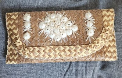 Vintage Woven Straw Envelope Clutch  - Image 1 of 4