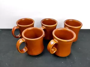 5 Reco China Restaurantware Brown Coffee Mugs Stoneware 4" Tall/6 Oz Vintage - Picture 1 of 6