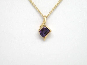 Authentic 14k Yellow Gold, Emerald cut Amethyst, Pendant NEW - Picture 1 of 11
