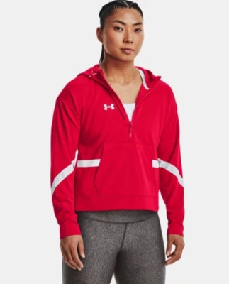 Sudadera con capucha UA Under Armour para mujer Storm polar roja 1/2 cremallera Heatgear elástica al aire libre Foto 1 de 4
