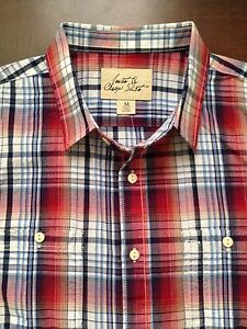 BNWT JUST A CHEAP SHIRT Multi-color check 100% Cotton Slim Fit S/Sleeve Shirt M