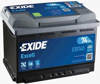 BATTERIA PER AUTO EXIDE EXCELL EB740 74Ah SPUNTO 680A POLO + POSITIVO A DX - Immagine 1 di 2