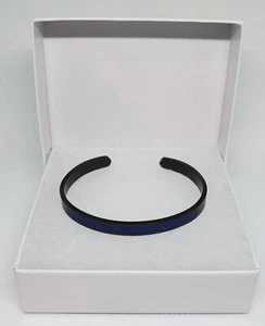 Brazalete Thin Blue Line Acero Inoxidable en caja de regalo - NO silicona - Imagen 1 de 4