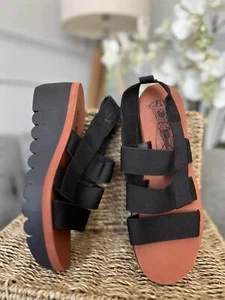 Fly London scarpe sandali con cinturino nero mattone EU 39 UK 6 NUOVI - Foto 1 di 8