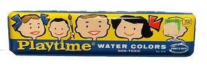 Juego de pintura acuarela Playtime de colección 29 centavos lata litografía crayola Binney Smith EE. UU. - Imagen 1 de 3