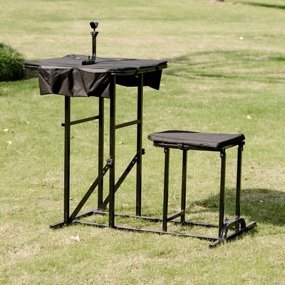 IRONMAX Banco de Tiro Plegable Asiento Mesa Ajustable Pistola Reposapiés Altura Ajustable Foto 1 de 4