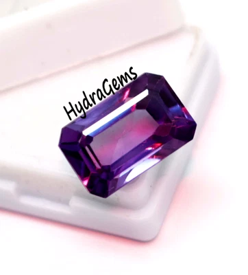 Mehrfarbig wechselnder Alexandrit 10 kt Smaragdschliff zertifizierte Ringgröß... - Bild 1 von 4