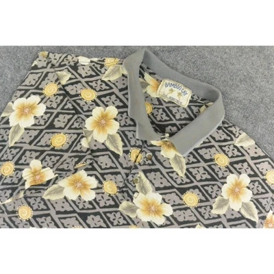 Camisa polo vintage de bambú Kay para hombre grande marrón floral Foto 1 de 4