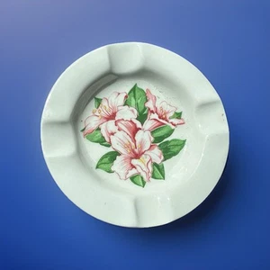Vintage Shenango China Floral Ashtray - Pink Flowers, 4 Notches, Made in USA - Picture 1 of 4