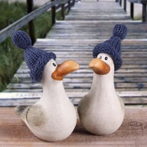 2er Set Möwe Hinnerk mit Pudelmütze Deko Geschenk Mitbringsel 8x10 cm (# 393) - Bild 1 von 1