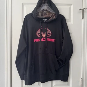 RealTree - USADO UNA VEZ Negro Rosa Camuflaje Sudadera con Capucha Mujer Talla XL - Imagen 1 de 5
