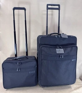 Briggs & Riley Black Set 25” Upright Suitor Suitcase & 16” Laptop Briefcase - Picture 1 of 17