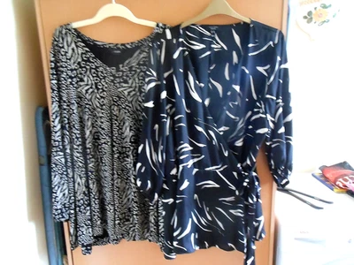 NEW LOOK CURVES BLOUSE & YOURS TOP PLUS SIZE 26-28 -BLACK & WHITE - Image 1 of 4
