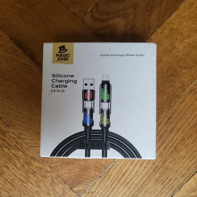 MAGIC JOHN 240W 4 in 1 USB C Cable, Charging Fast 4 FT, Black  - Image 1 of 4