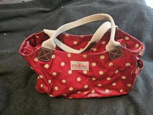 Catherine Kidston Ladies Red Polkadot Carry Bag Pvc Cotton Size 15"x7"x6" - Picture 1 of 16