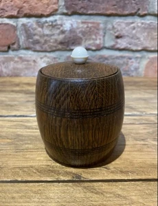 Vintage Oak Tobacco Jar Barrel, Wooden Treen - Picture 1 of 6