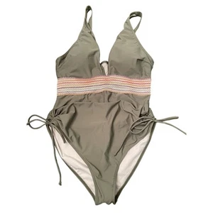 Costume da bagno donna pezzo unico grande verde con coulisse laterali - Foto 1 di 3