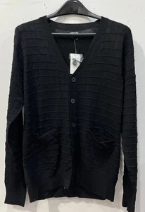 Neu mit Etikett Arosa Herrenpullover Größe M schwarz V-Ausschnitt geknöpft Merinowolle - Bild 1 von 6