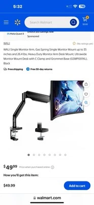Wali GSMP 001XL Desk Mount for Up to 35” Monitors - Black - Image 1 of 4