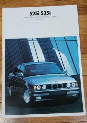 BMW 525i 535i 1990 folleto selecciones de color y tapicería Foto 1 de 2