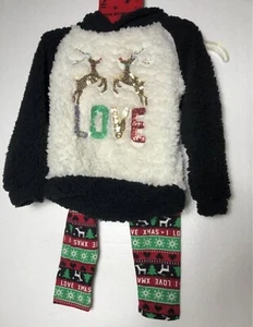 NWT One Step Up 2pc Winter Hooded Outfit W/Reindeer Girls Medium 5/6 Free Ship - Picture 1 of 8