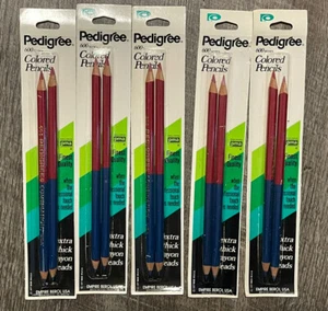 Vintage 1977 Pedigree 600 Series Colored Pencils Red & Blue **5 Packs Of 2** Lot - Picture 1 of 2