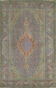 Vintage Gray Overdyed Tebriz Area Rug 7x10 Evenly Low Pile Hand-knotted - Picture 1 of 12