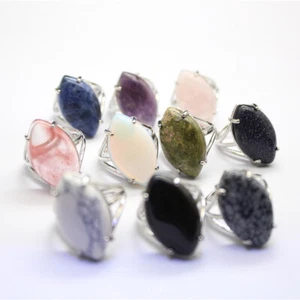 1PC Chakra Open Adjustable Crystal Quartz Stone Finger Ring Healing Reiki Gift - Picture 1 of 81