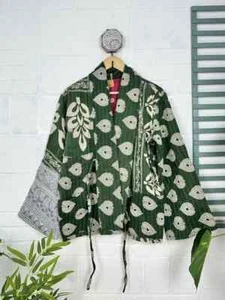 10 Pc Indian Handmade Kantha Jacket, Soft Cotton Kantha Jacket, Bath Robe Kimono - Picture 1 of 5