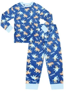 Bluey And Bingo Boys Girls Luxury Fleece Long Pyjama Set - Picture 1 of 8