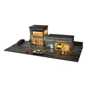 Diorama 1/64 Car Garage Model LED Lighting City Street View Shop Scene Model Toy - Picture 1 of 69
