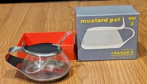 Cromargan Stainless Steel Glass Mustard Pot & Spoon Germany in Box - Picture 1 of 5