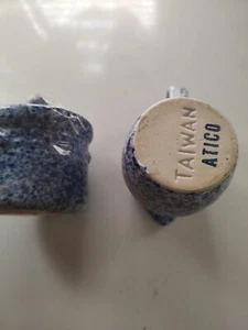 Vintage Blue & Grey Atico Creamer and Sugar bowl with Lid Made in Taiwan - Picture 1 of 5