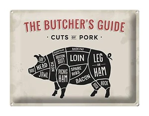 Blechschild Metzgerei 40x30 cm Schwein Pork cuts Fliesch Deko Schild tin sign - Bild 1 von 5