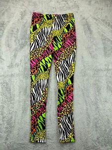 Urban Groove Leggings Skinny Juniors Small Black Neon Animal Stripe Print - Picture 1 of 7