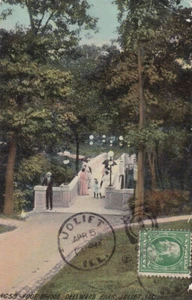 Schöne alte AK " Foot Bridge, Dellwood Park, Joliet ILL. / Stempel Joliet - Picture 1 of 2