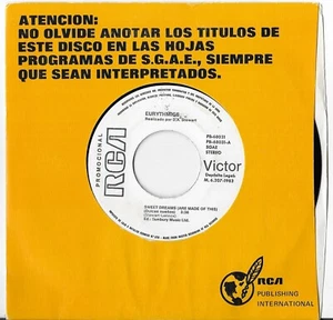 EURYTHMICS ANNIE LENNOX SINGLE SWEET DREAMS SPAIN PROMO 1983 - Picture 1 of 2