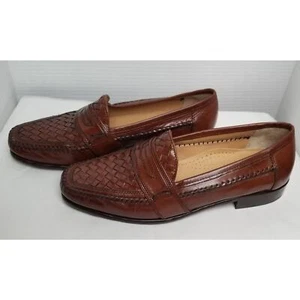 PRONTO UOMO Men's BROWN Leather Weave Slip On Penny Loafer Shoes - Size 9M - PO - Bild 1 von 15